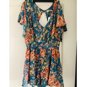 Kimchi Blue mutli-colored tropical/floral romper